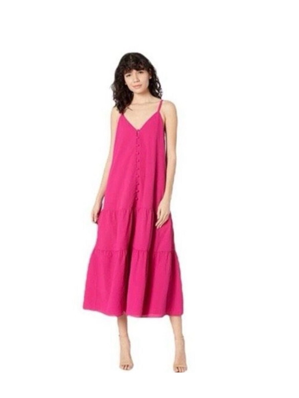 Ted Baker Hot Pink Tiered V-Neck Maxi Dress